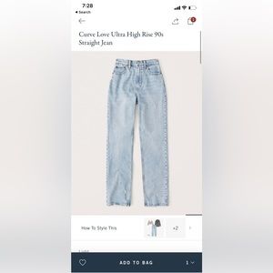 Abercrombie & Fitch Curve Love 90s Straight Ultra High Rise Jeans